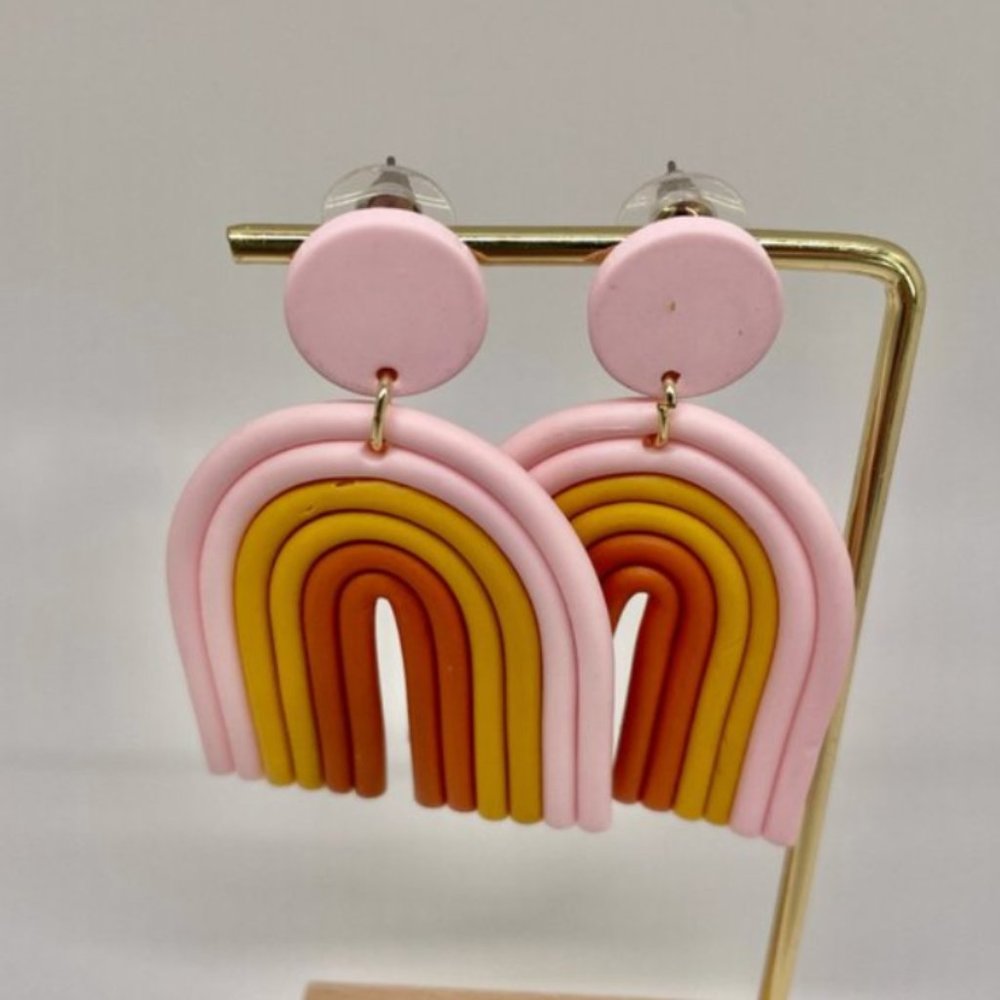 ⭐️✨ FREE Rainbow Boho Peasant Hipster Hippie Art Clay Like Farmhouse Earrings